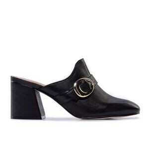 NEW BERNARDO Made In Brazil Leather Natasia Heeled Mules black for women 764tn